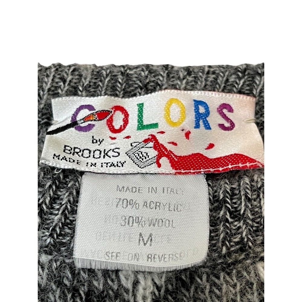 Women's Colors By Brooks Sweater Vintage Black Gray Italy Wool‎ Blend Size M - Picture 4 of 7
